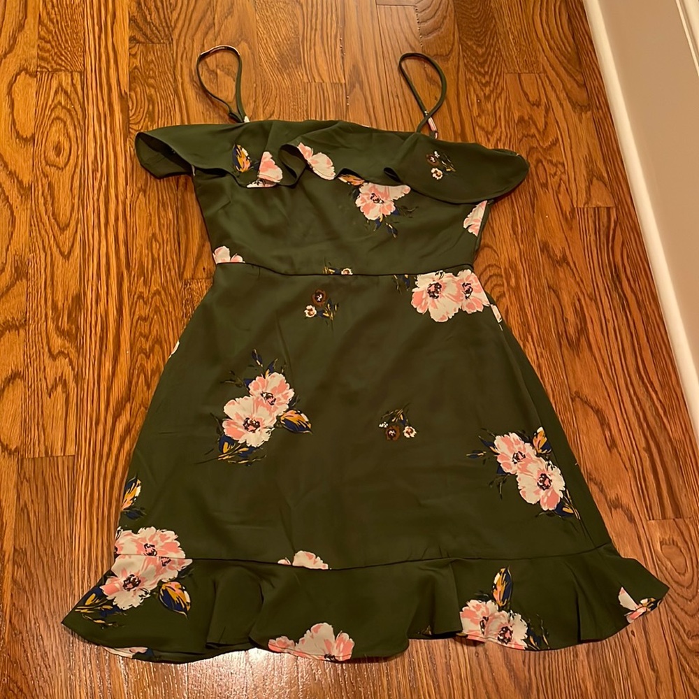 Green Floral Short Dress - Rowa